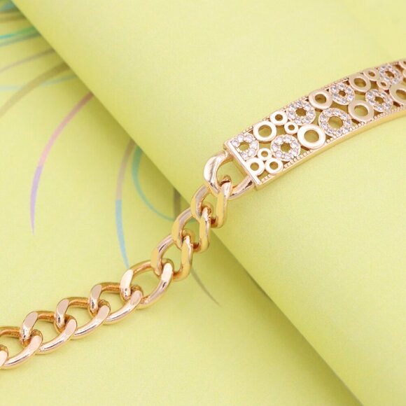 "Rose Gold Bracelet with Bubble Circle Design and Stone Accents, XPBL0932 - Picture 3 of 12